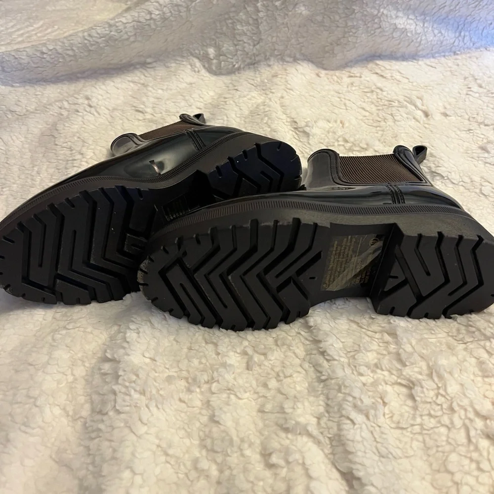 Dark Brown Women's Chelsea Rain Boots - Picture 4 of 5